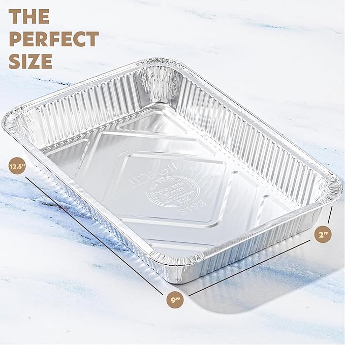 PLASTICPRO 10 Pack Aluminum Pans 12.5'' x 9" Disposable Pans with Covers Heavy Duty 4 lb Foil Pans for Baking and Cooking