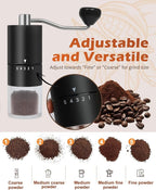 Manual Coffee Grinder With Ceramics Burr For Espresso,French Press,5 Adjustable Settings,Hand Maker with Built-In Burr,For Home Use and Camping Travel,Coffee Bean Grinders With Hand Crank (Black)
