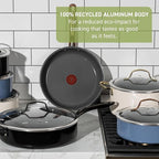 T-Fal Preserve Ceramic Nonstick Saute Pan with Lid 5.5 Qt, Oven and Broiler Safe up to 350°F Cookware, Frying Pan, Stay-Cool Handle, Skillet Pots and Pans, Rose Gold