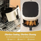 Charmi 5QT Air Fryer – Beautiful Retro Design, Stylish Countertop Look, Safe Auto Shutoff, Digital Touchscreen, 8 Cooking Presets, Digital Recipes Included(Cream White)