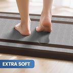 KitchenClouds [2 PCS Kitchen Rugs Cushioned Anti-Fatigue Kitchen Mats for Floor Waterproof Kitchen Rug Set Non-Slip Comfort Standing Mat for Office, Sink, Laundry 17.3"×29"+17.3"×47",Chocolate
