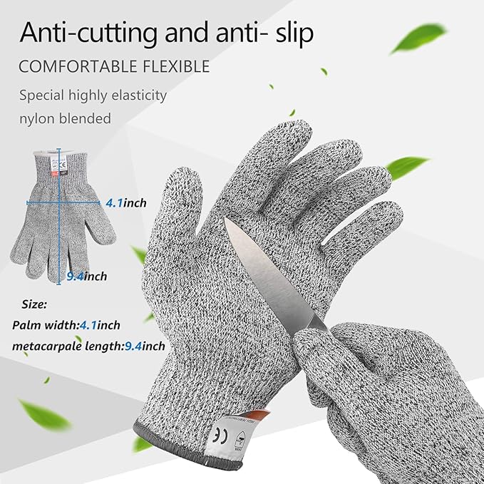 SPEENSUN Oyster Shucking Knife, Not Easy to Break and Bend with Blade Reinforcement Design, More Secure with Oyster Knife and Gloves (2 Knifes and 1 Glove L)