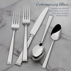 Mikasa Kyler Flatware Set for 12, 65 Piece 18/10 Stainless Steel Silverware with Modern Design and Serving Utensils, Durable, Stylish Dinnerware Service