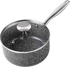 MICHELANGELO Sauce Pan with Lid, 3 Quart Saucepan with Lid Nonstick Small Pot, Granite Sauce Pan with Stainless Steel Handle, 3 Qt Saucepan Induction Compatible