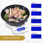 INEVIFIT Digital Kitchen Scale, Highly Accurate Multifunction Food Scale 13 lbs 6kgs Max, Clean Modern White with Premium Stainless Steel Finish. Includes Batteries