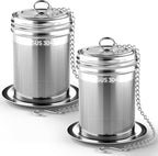 2 Pack Reinmoson Large Tea Infuser for Loose Tea & Spice Infuser for Cooking, 2.1” x 2.9” Extra Fine Mesh Large Tea Strainers, 304 Stainless Steel Loose Leaf Tea Steeper for Black Tea, Rooibos, etc