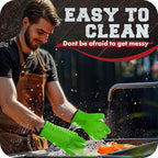 KITCHEN PERFECTION Silicone Smoker Oven Gloves -Extreme Heat Resistant BBQ Gloves-Handle Hot Food Right on Your Grill Fryer&Pit|Waterproof Grilling Cooking Baking Mitts |Superior Value Set +2 Bonuses