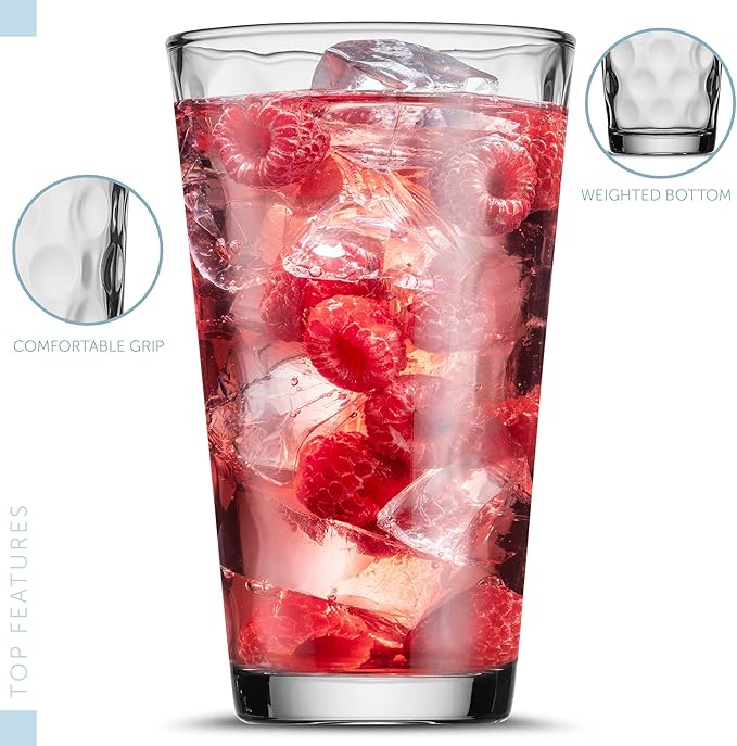 Melrose Glass Drinkware Set, 24 Pieces, Includes Cooler, DOF, Juice and Shot Glasses