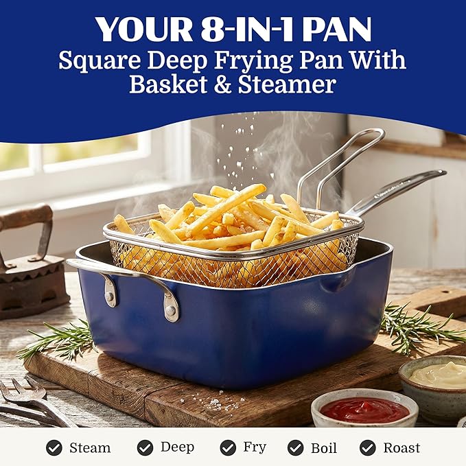 Granitestone Ceraluxe 20 Pc Ceramic Cookware Set Nonstick, Complete Pots and Pans Set Non Stick with 5 Pc Bakeware Set, Deep Frying Pan Set, & Steamer, Non Toxic PFOA Free, Oven & Dishwasher Safe