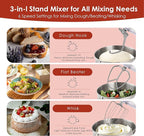 Kitchen in the box Stand Mixer - 8.5 Quart Mixing Bowl with Handle, 900 Watt Heavy Bread Dough Standing Mixers Tilt-head with Dough Hook, Whisk, Flat Beater and Splash Guard (Red)