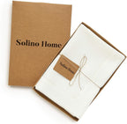 Solino Home Ivory Linen Napkins Set of 4-100% Pure Linen Hemstitch Dinner Napkins 20 x 20 Inch for Holiday, New Year - Classic Hemstitch