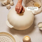 Cravings by Chrissy Teigen The Perfect Pan 5.3 Qt Dutch Oven Pot with Lid, Nonstick Lightweight Aluminum Everyday Pot with Steamer/Strainer Insert, Oven & Stovetop Safe (White)