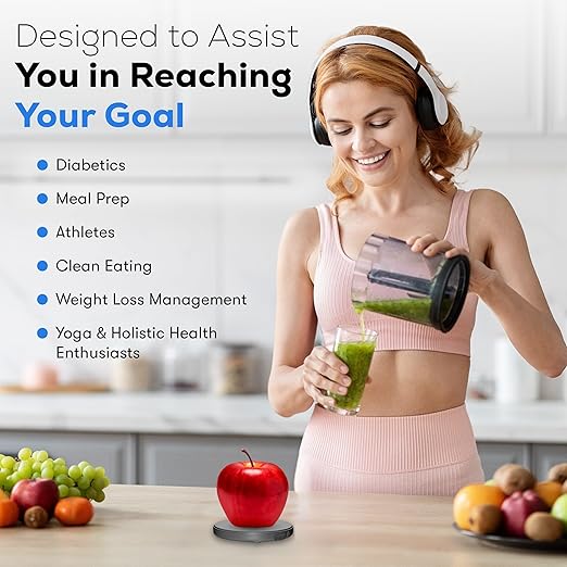 Portable Food Scale with Nutritional Calculator. Rechargeable Travel Size for Weight Loss, Nutrition, Calories, Diabetes, Meal Prep - Pocket Digital Kitchen Scales - Free GOURMETMILES App