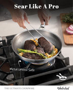 Titanium Pan, 12 Inch Pure Titanium Hammered Pro frying pan with Lid, Non-Toxic Skillet for Cooking, PFAS/PFOA/PTFE Free Cookware, Dishwasher&Oven Safe, Kitchen Induction Compatible
