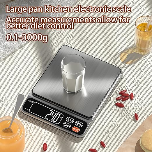Scale Jazz Food Scale,5kg/11lb Digital Kitchen Baking Scale Grams and Ounces for Cooking Coffee Meal prep Packages Weight Loss,0.1g high Precision,7Units with Timer, Easy Clean Stainless Steel
