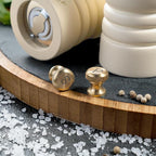 BILL.F Salt and Pepper Grinder Wooden Pepper Mill Grinder White Salt Pepper Shakers Set of 2 with Adjustable Ceramic Rotor- 7 Inch