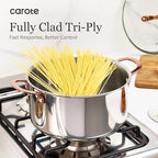 CAROTE 21pcs Tri-Ply Stainless Steel Cookware Set, Pots and Pans Set, Non Toxic Induction Kitchen Cooking Sets, Cookware Collection, Mirror Polish, Gold
