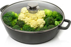 Moss & Stone 12 Inch Nonstick Large Skillet with Lid, 5 Quart Deep Saute Pan, Dishwasher & Oven Safe, Double Handled Frying Pan With Lid, PFOA Free Induction Compatible Cookware