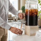 2 Gallon Glass Drink Dispenser with Spout for Parties - Tall Airtight Mason Style Beverage Serveware Stand with Metal Spigot for Kombucha, Water, Juice, Punch, Cocktails, Ice Tea & Sun Tea