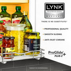 LYNK PROFESSIONAL® Pull Out Spice Organization for Cabinets - 10-3/8 inch Wide – Spice Rack for Inside Cabinets, Slide Out Spice Rack Organizer for cabinet – Pull Out Spice Rack, Sliding 1 Tier Chrome