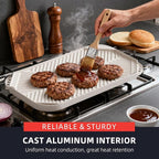Caannasweis Nonstick Griddle Grill Pan - 19.5" x 11" Reversible Griddle Pan for Stove Top, Grill, or Campfire, Two Burner Cast Aluminum Grill, Rectangular Baking Flat and Ribbed Griddle Plate, Beige