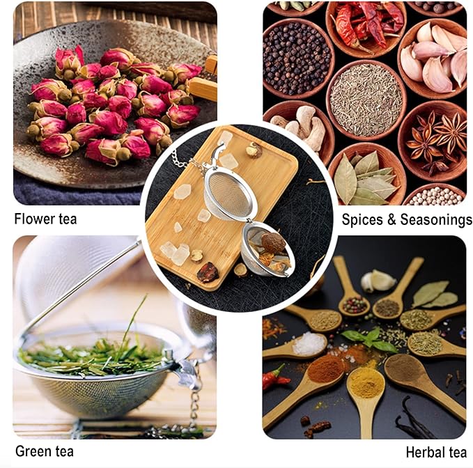 NSTaygate 2pcs Tea Infuser Tea Strainers for Loose Tea Amethyst & Rose Quartz Crystal Heart Pendant Infinity Love Heart Couple Handmade Gemstone Tea Ball Set Gifts for Women Gifts for Mom