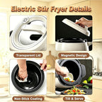 Hands-Free Auto Stir Fry Machine – 2000W Electric Wok with 360° Surround Heating, 3-Level Tiltable Pot, Smart Start & Multiple Cooking Modes for Stir-Fry, Rice, Soup, Braise