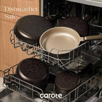 CAROTE Pots and Pans Set Nonstick, 16pcs Cookware Set Nonstick Non-Toxic & PFOA&PFOS-Free, Dishwasher, RV/Camping Cookware Set, Cooking Pots with Lids, Brown