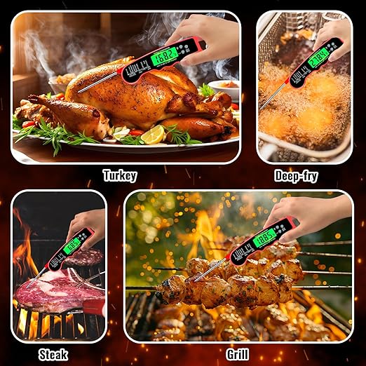 Meat Thermometer Digital, Instant Read Meat Thermometer with Backlight & Magnet for Kitchen, Beef, Grill, Turkey,IP67 Waterproof Cooking Thermometer