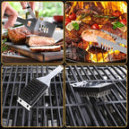 BBQ Tool Grilling Accessories, 16-Inch Stainless Steel BBQ Grill Tools Set for Men, Heavy Duty Grilling Accessories Kit for Camping, Kitchen, 3 PCS Extra Thick Barbecue Utensil