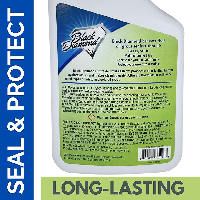Grout Cleaner & Sealer Bundle W/Brush: Cleaner & Protector for all grout types; All Tile & Natural Stone floors, showers, & countertops