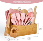 Pulcher Kids Cooking & Baking Sets Real Little Chef Cooking Utensils Kitchen Set Gifts for Girls Boys Juniors with Utensils Cutting Board Kids Safe Knife Rolling Pin Apron Carrying Basket (Coral Pink)
