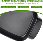 8" Electric Skillet with PFAS-Free Non-Stick Ceramic Coating, Removable Electric Frying Pan with Adjustable Temperature, Reversible Design, Tempered Glass Lid, Green