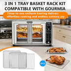 Toaster Oven Replacement Parts - 3 IN 1 Tray Basket Rack Kit Compatible with Gourmia GTF7655 GTF7460 GTF7465 Digital Air Fryer Toaster Oven | French Door 1700W 24L 17 Cooking Presets