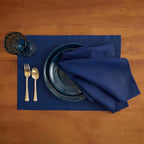 Solino Home Linen Napkins Set of 4-100% Pure Linen Royal Blue Dinner Napkins Cloth 20 x 20 Inch - Athena, Handcrafted and Machine Washable - New Year