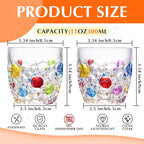 Handmade Crystal Water Glasses, So Cute, Colored Beaded, Set of 6, Bubble Design, 11oz Modern Hobnail Drinking Glasses, for Water,Whiskey, Wine, Beer,Juice,Cocktail,Coffee, Champagne, Gift