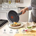 T-fal Ingenio Essentials Cookware Set with Detachable/Removable Handle 11 Piece, Granite Titanium Non Stick, Induction, Oven Broiler Safe 500F, Stackable, Pots and Pans Set, RV Camping, Fry Pans Gray