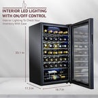 Schmecke 34 Bottle Compressor Wine Cooler Refrigerator w/Lock | Large Freestanding Wine Cellar | 41f-64f Digital Temperature Control Wine Fridge For Red, White, Champagne or Sparkling Wine - Black
