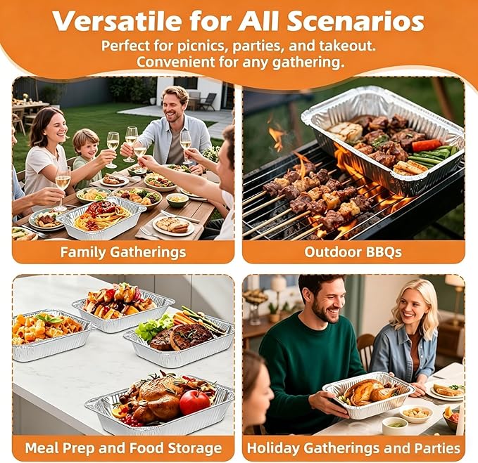 Findful Aluminum Pans with Lids 9x13 (25 Pack) – Foil Pans, Aluminum Trays for Cooking, Baking, Storing & Prepping Food – Tin Foil Pan, Disposable Baking Pan – Heavy-Duty, Leak-Proof & Oven-Safe