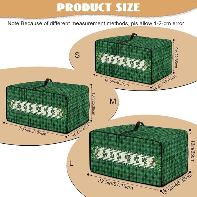 Shamrock Gnome Dog Print Toaster Oven Cover for St. Patrick's Day Decor, Checkered Pattern Microwave Cover for Kitchen Countertop Appliance Dust Protector Oven Accessories, Green, M
