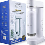 Fizzit Stainless Steel Sparkling Water Maker Bundle | Includes Soda Maker, CO2 Cylinder, & 12-Flavor Variety Pack | Customizable Carbonated Water Machine, Reusable bottle & Eco-Friendly