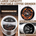 Portable Burr Coffee Grinder, Electric Adjustable Burr Mill Machine Suitable for Travel,Camping with Bag (Red)
