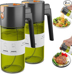 LUKUMIQI 2 in 1 Oil Sprayer for Cooking, 17oz Light-Blocking Glass Spray Bottle with Stickers, Oil Dispenser for Salad, Air Fryer & BBQ