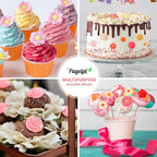 Puyeipt 4 Pcs Flower Silicone Fondant Molds, Daisy Rose Flower Chocolate Candy Molds for Cupcake Topper, Cake Pop Decoration and Clay Craft Making