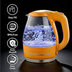 OVENTE Electric Kettle, 1.5L Borosilicate Glass Countertop Water Heater and Boiler for Coffee or Tea, BPA-Free, Auto Shut-Off, Boil-Dry Protection, Removable and Washable Spout Filter, Orange KG83O