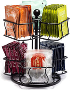 Sorbus Tea Bag Spinning Carousel - Tea Caddy Organizer for Countertop - Matcha Station Accessories - 2 Tier Revolving Storage for Pantry - Holds Up to 60 Large Tea Bags