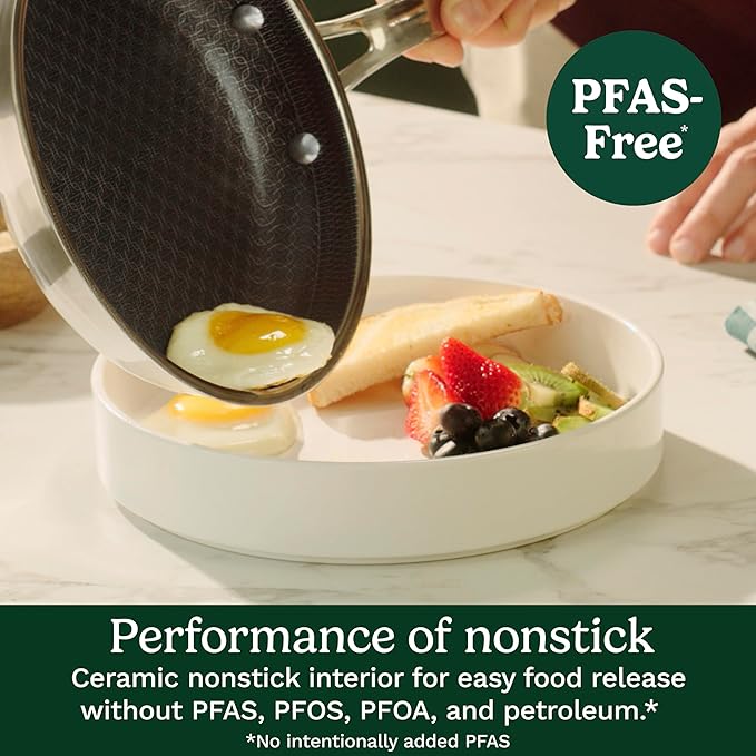 Cuisinart FusionPlus Hybrid Nonstick Stainless Steel Cookware, 10.25-Inch Deep Fry Pan Skillet with Cover, PFAS-Free PURELYSEAR Ceramic Technology, Scratch Proof, Cool Grip Handles, Dishwasher Safe