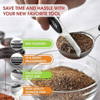 Spring Chef Stainless Steel Magnetic Measuring Spoons Set of 8, Black & Measuring Cups Set of 7