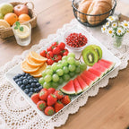 3-Pack Serving Tray for Parties, Serving Platter in 3 Sizes for Entertaining, Camping & Food Display, Plastic Trays for Cookies, Dessert, Stackable Rectangular Platters for Family(White)