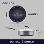 Circulon A1 Series with ScratchDefense Nonstick Induction Cookware, Large Saute Pan with Lid, Nonstick Pan, 5-Quart, Graphite